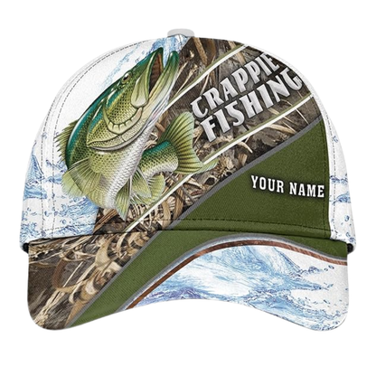 Custom Crappie Fishing Camo 3D Baseball Cap, Custom Crappie Caps Hats For Fisherman CP0210