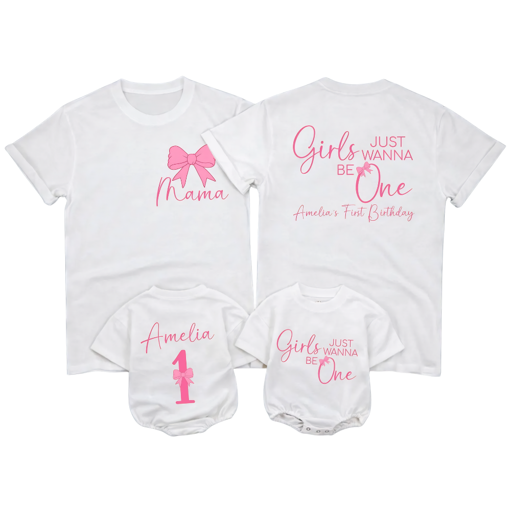 Girls Just Wanna Be One Custom First Birthday Girl Family Matching T Shirt, Custom 1st Birthday Family Shirts ET1512