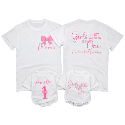 Girls Just Wanna Be One Custom First Birthday Girl Family Matching T Shirt, Custom 1st Birthday Family Shirts ET1512
