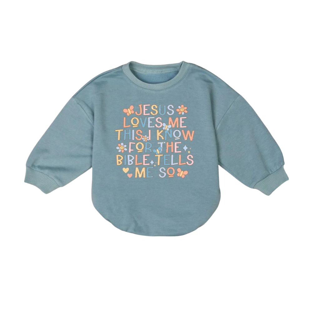 Jesus Loves Me This I Know For The Bible Tells Me So Baby Romper Sweatshirt, Christian Baby Romper Sweatshirt BB0223