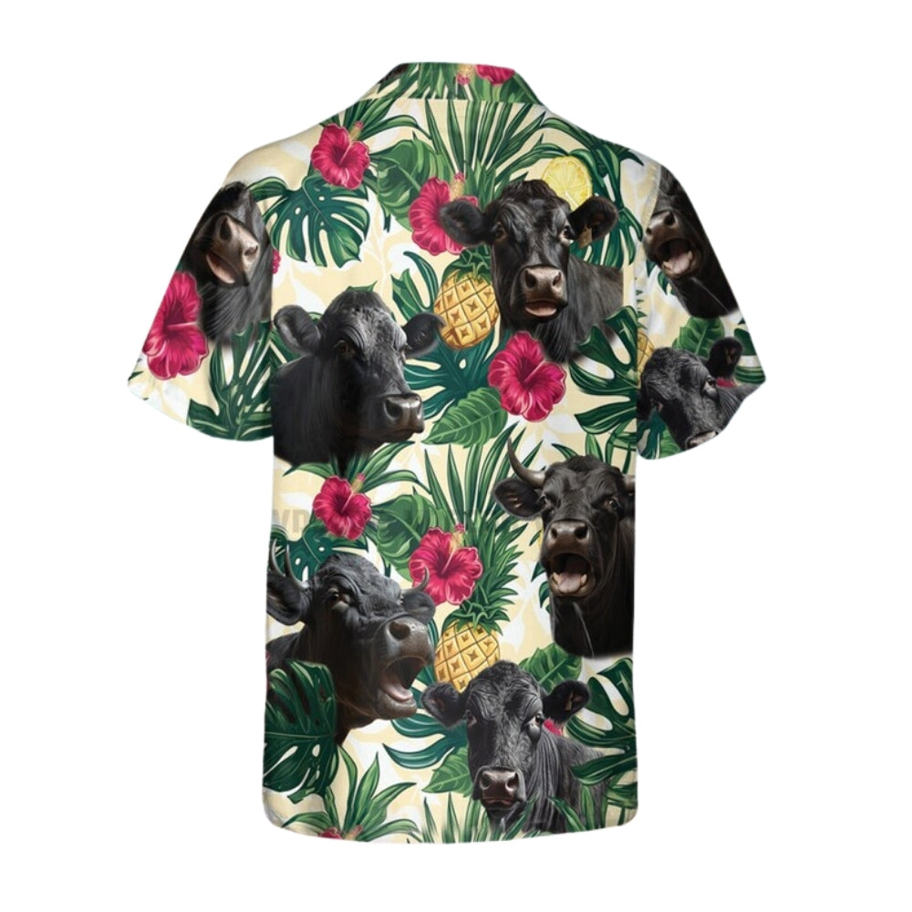 Black Angus Tropical Hawaiian Shirt Men Women, Black Angus Hawaiian Shirt For Cow Lovers HE0514