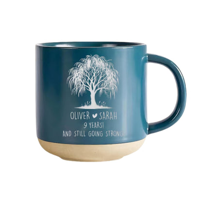 Custom 9th Wedding Anniversary Willow Pottery Mug, Custom 9th Anniversary Mug WD0065