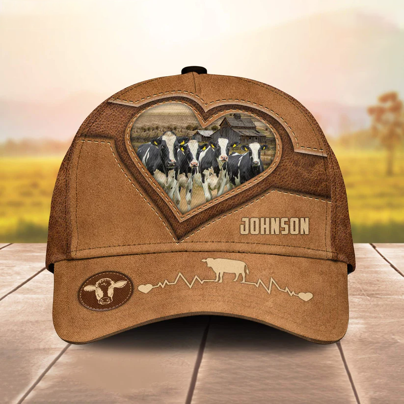 Holstein Heart Shaped Style Customized Name Cap CA0139