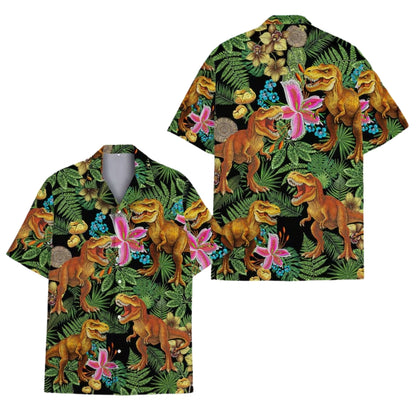 T-Rex Tropical Hawaiian Shirt For Men And Women, Dinosaur Hawaiian Shirts HE0426