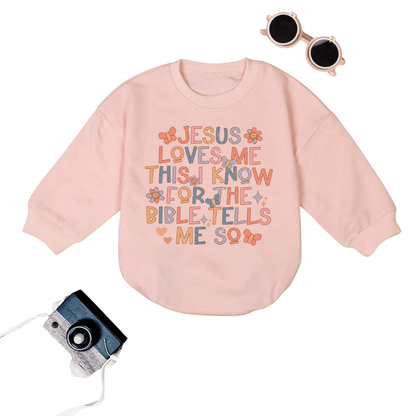 Jesus Loves Me This I Know For The Bible Tells Me So Baby Romper Sweatshirt, Christian Baby Romper Sweatshirt BB0223