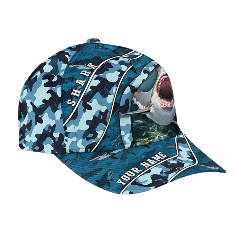Custom Shark Camo 3D Baseball Cap, Custom Shark Hats Caps CP0083