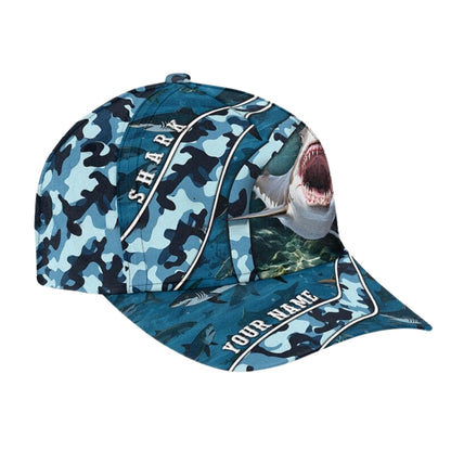 Custom Shark Camo 3D Baseball Cap, Custom Shark Hats Caps CP0083