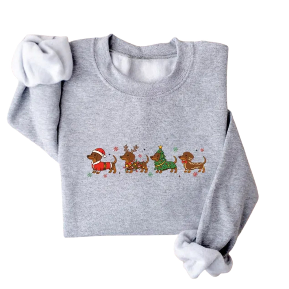 Cute Dachshund Christmas Sweatshirt, Wiener Dog Lover Sweatshirt 2D0673