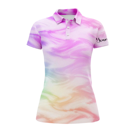 Custom Watercolor Paint Golf Polo Shirt For Women, Custom Multicolor Pastel Golf Shirt Ladies GZ0295