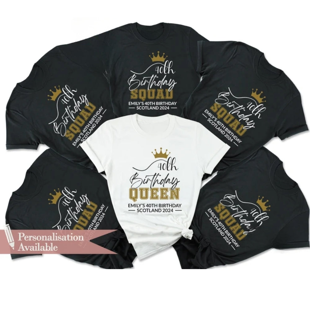 40th Birthday Queen Personalized Matching Birthday Squad T Shirts, Custom Birthday Crew Matching Shirts ET0859
