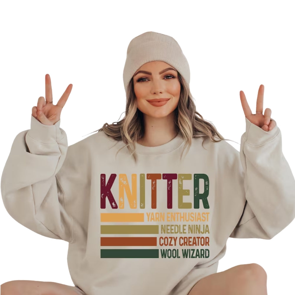 Knitter Yarn Enthusiast Needle Ninja Cozy Creator Wool Wizard Sweatshirt, Knitter Sweatshirt 2D0790