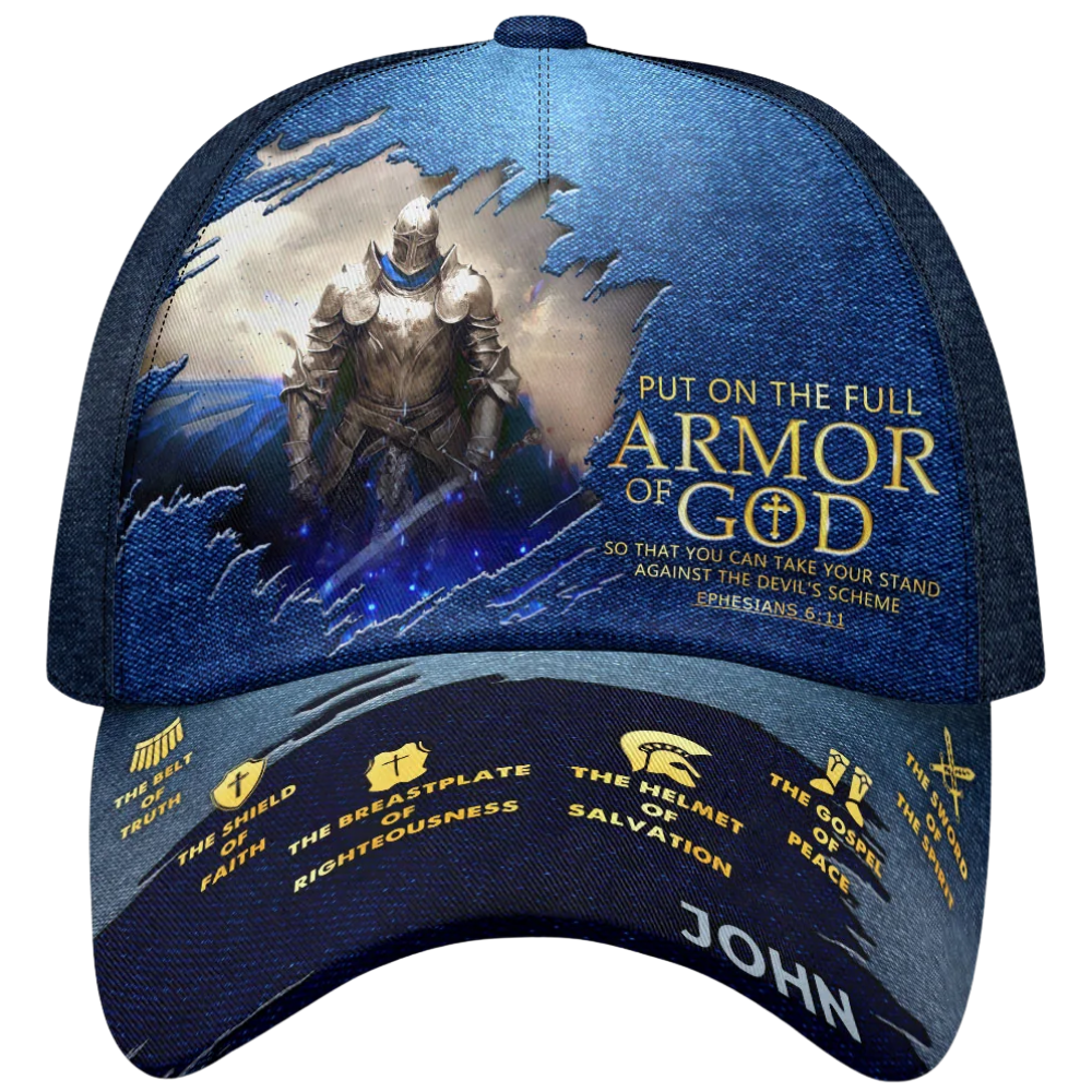 Put On The Full Armor Of God Knight Custom 3D Printed Baseball Cap, Custom God Faith Cap Hat With Name CP0590