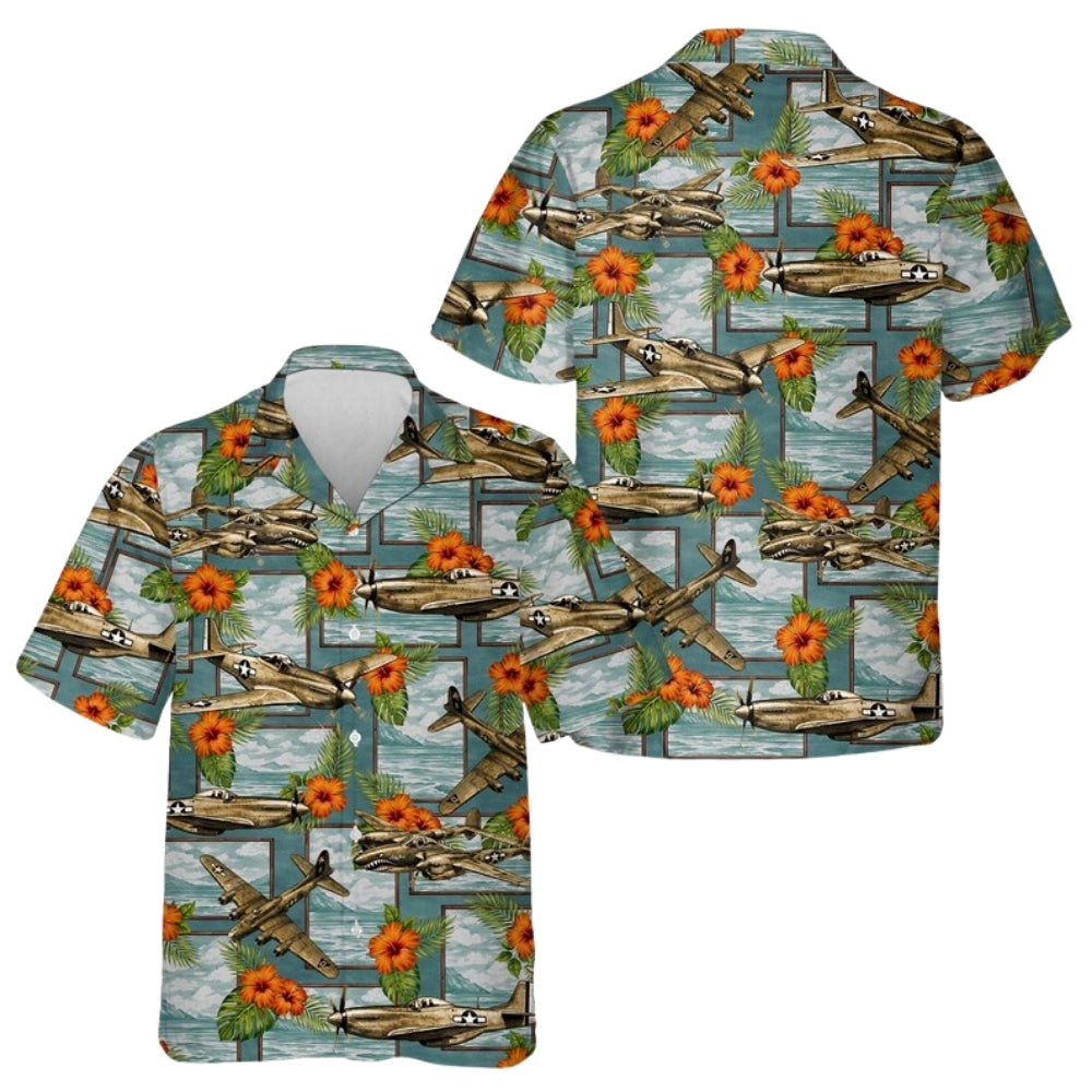 Military Aircraft Tropical Hawaiian Shirts For Men, Airplane Hawaiian Shirts For Veteran HE0177