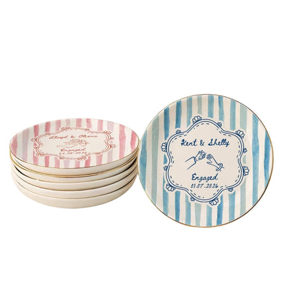 Custom Colorful Striped Jewelry Dish For Engagement, Custom Wedding Ring Dish WD0279