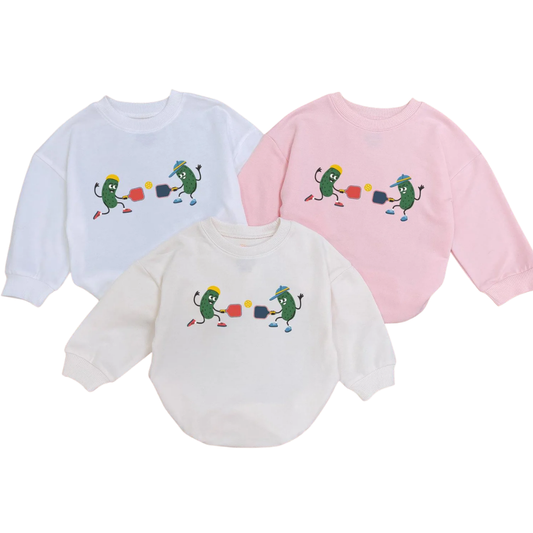Pickle Plating Pickleball Baby Romper Sweatshirt, Funny Pickleball Romper Sweatshirt For Baby BB0539