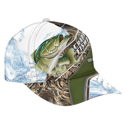 Custom Crappie Fishing Camo 3D Baseball Cap, Custom Crappie Caps Hats For Fisherman CP0210