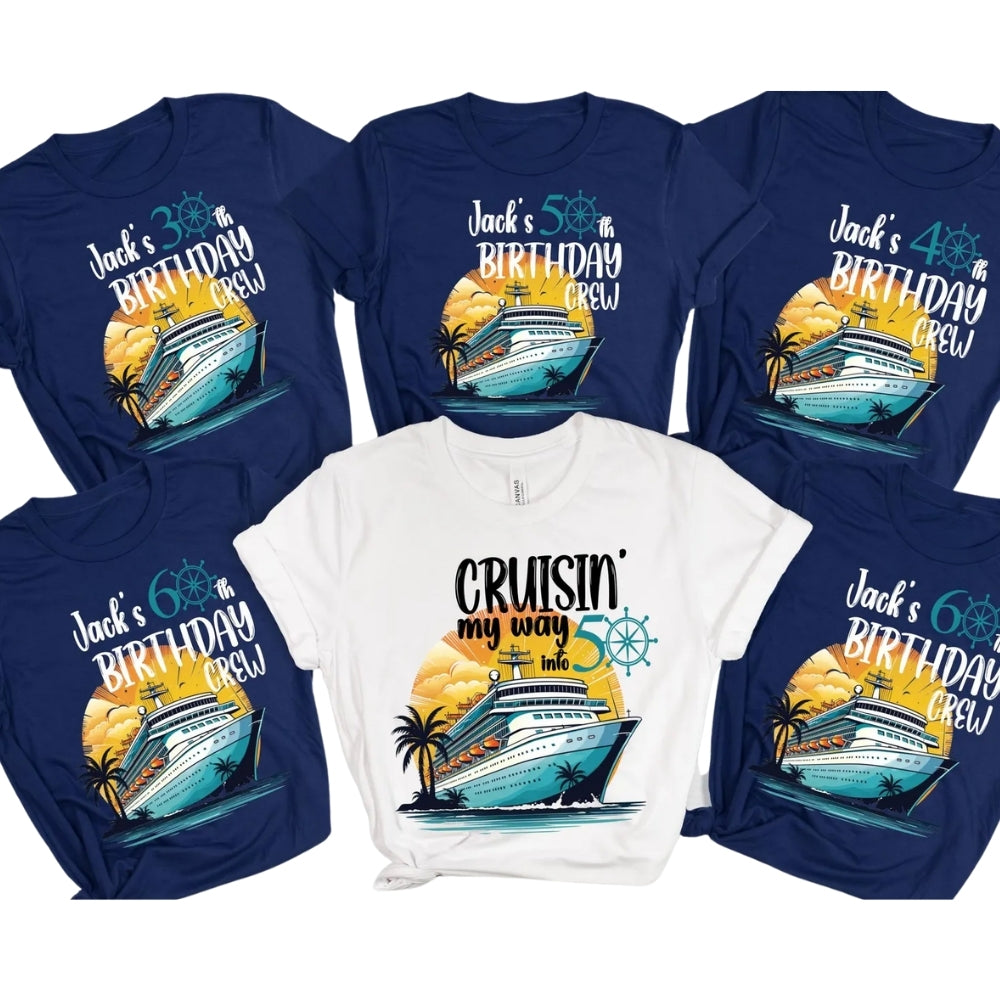 Cruisin My Way Into Birthday Crew Custom Matching Family T Shirts, Custom Cruise Birthday Matching Shirts For Family ET0373