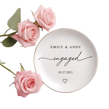 Personalized Engagement Ring Dish, Custom Ring Dish For Couple Wedding WD0006
