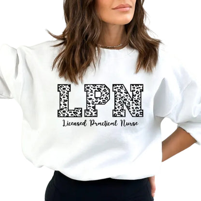Licensed Practical Nurse Sweatshirt, Leopard LPN Nurse Sweatshirt 2D0409