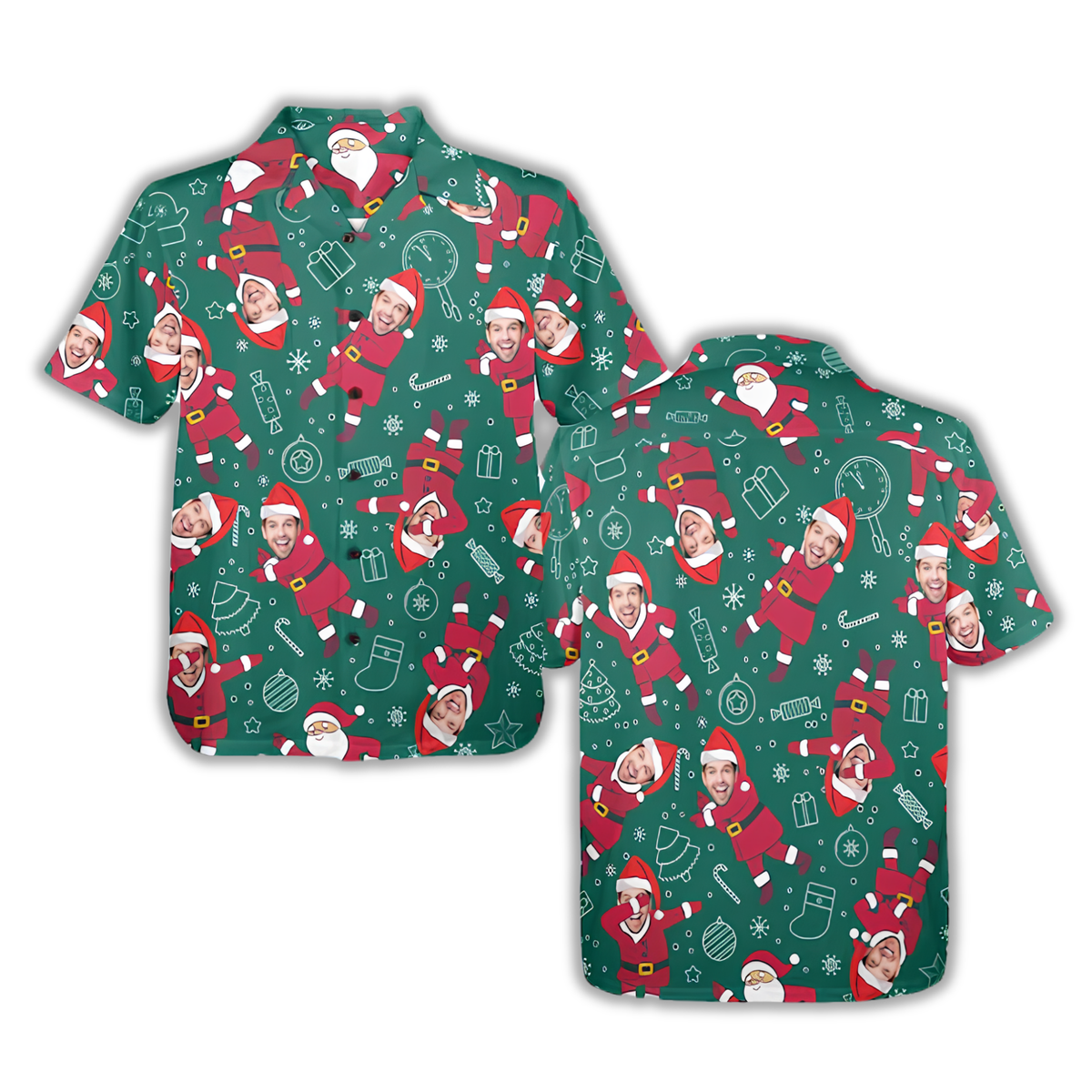 Custom Photo Christmas Tropical Hawaiian Shirt For Men Women, Custom Funny Faces Christmas Hawaiian Shirt HE0880