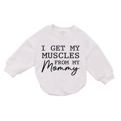 I Get My Muscles From My Mommy Baby Romper Sweatshirt, Gym Lover Baby Romper Sweatshirt BB0184