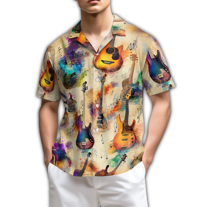 Bass Guitar Watercolor Hawaiian Shirt, Guitar Lover Hawaiian Shirt HE0909
