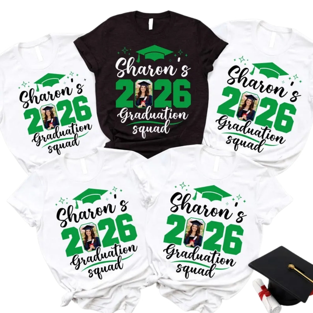 Personalized Matching Graduation Squad Family T Shirts With Photo, Custom Family Graduation Shirts ET0648