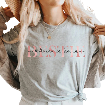 Bestie Custom Name Best Friend Matching T Shirt, Personalized Friend Matching Shirts ET1023