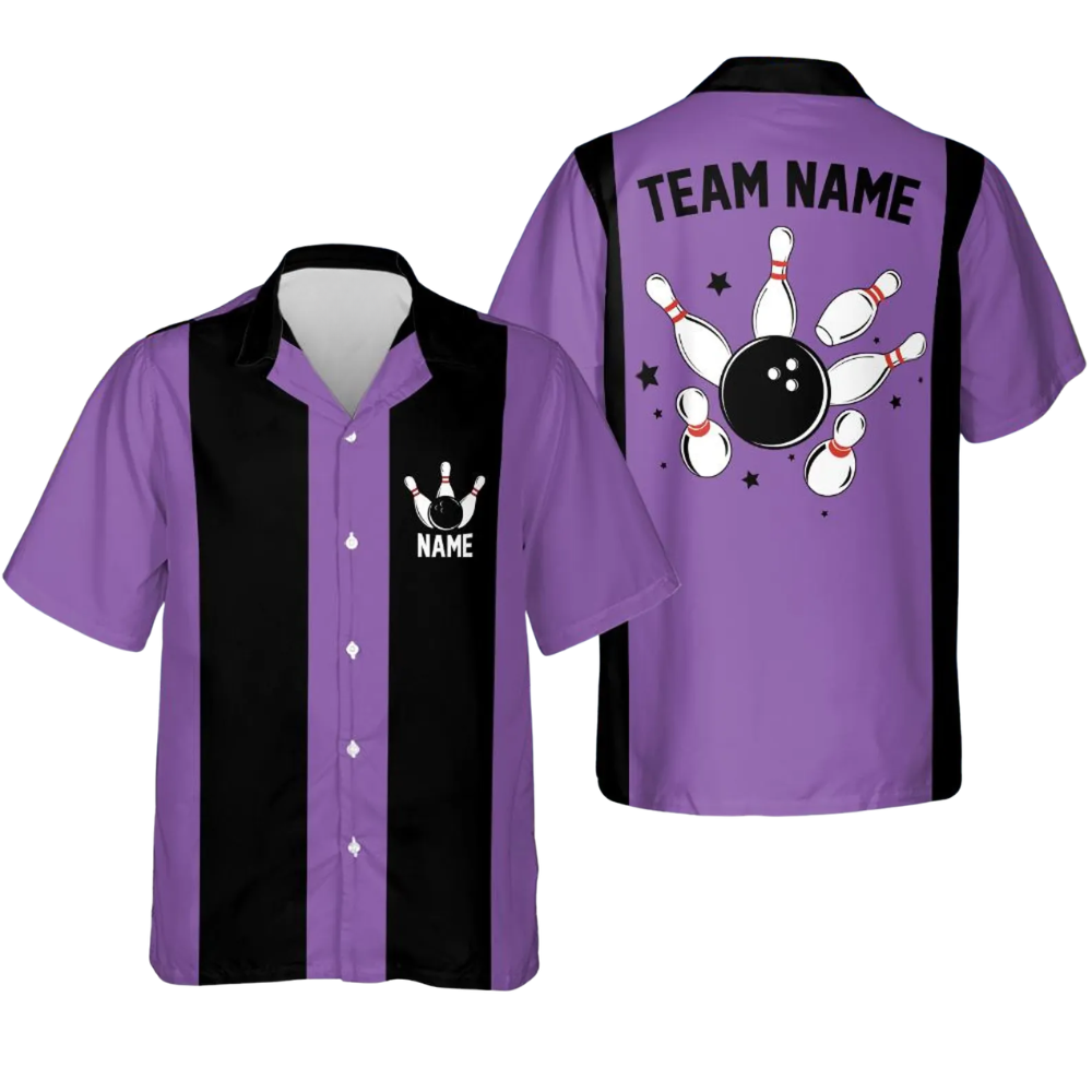 Custom Vintage Black Green Bowling Hawaiian Shirt Men, Custom Vintage Team Bowling Shirt BE0230