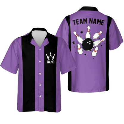 Custom Vintage Black Green Bowling Hawaiian Shirt Men, Custom Vintage Team Bowling Shirt BE0230