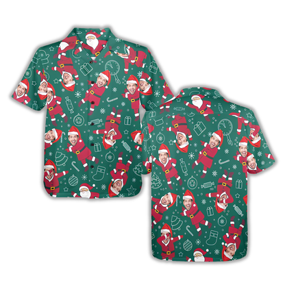 Custom Funny Face Beach Christmas Hawaiian Shirt, Custom Christmas Tropical Hawaiian Shirt HE0835