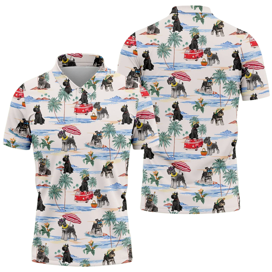 Men's Schnauzer Tropical Golf Polo Shirt, Schnauzer Tropical Golf Shirt GZ0353