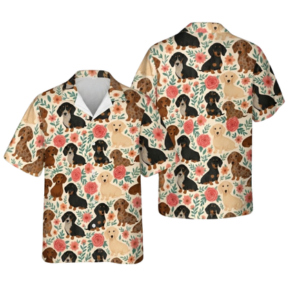 Dachshund Floral Hawaiian Shirt For Men Women, Dachshund Lover Hawaiian Shirts HE0574