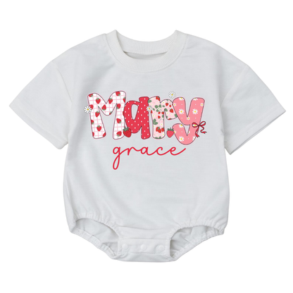 Custom Name Cute Strawberry Baby T Shirt Onesie, Personalized Strawberry Baby Onesie BB0045