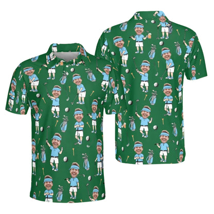 Custom Face Cartoon Golf Polo Shirt For Mens, Custom Photo Golf Shirts GE0255