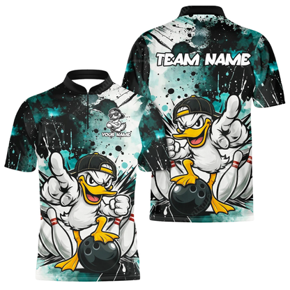Custom Funny Duck Bowling Jersey For Men, Custom Duck Team Bowling Shirts BZ0500