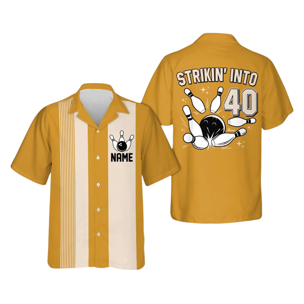 Rollin' Into Custom Age Retro Bowling Hawaiian Shirt, Custom Birthday Bowling Shirts BE0225