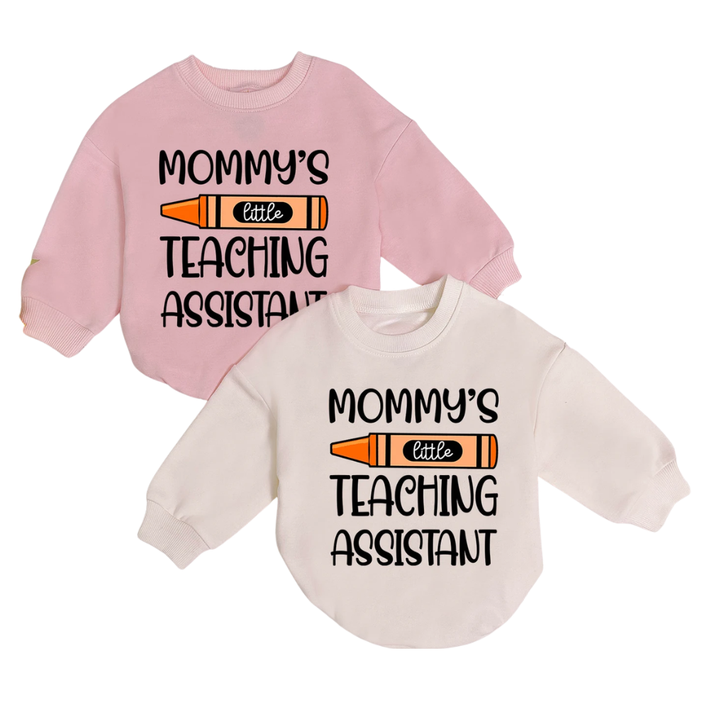 Mommy's Little Teaching Assistant Baby Romper Sweatshirt, Teacher Baby Romper Sweatshirt BB0174