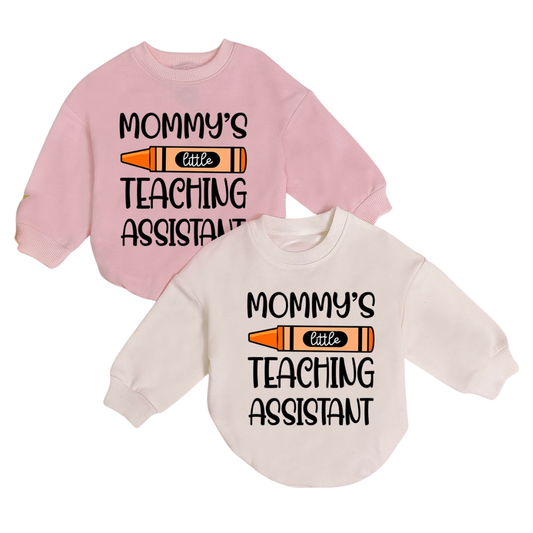 Mommy's Little Teaching Assistant Baby Romper Sweatshirt, Teacher Baby Romper Sweatshirt BB0174