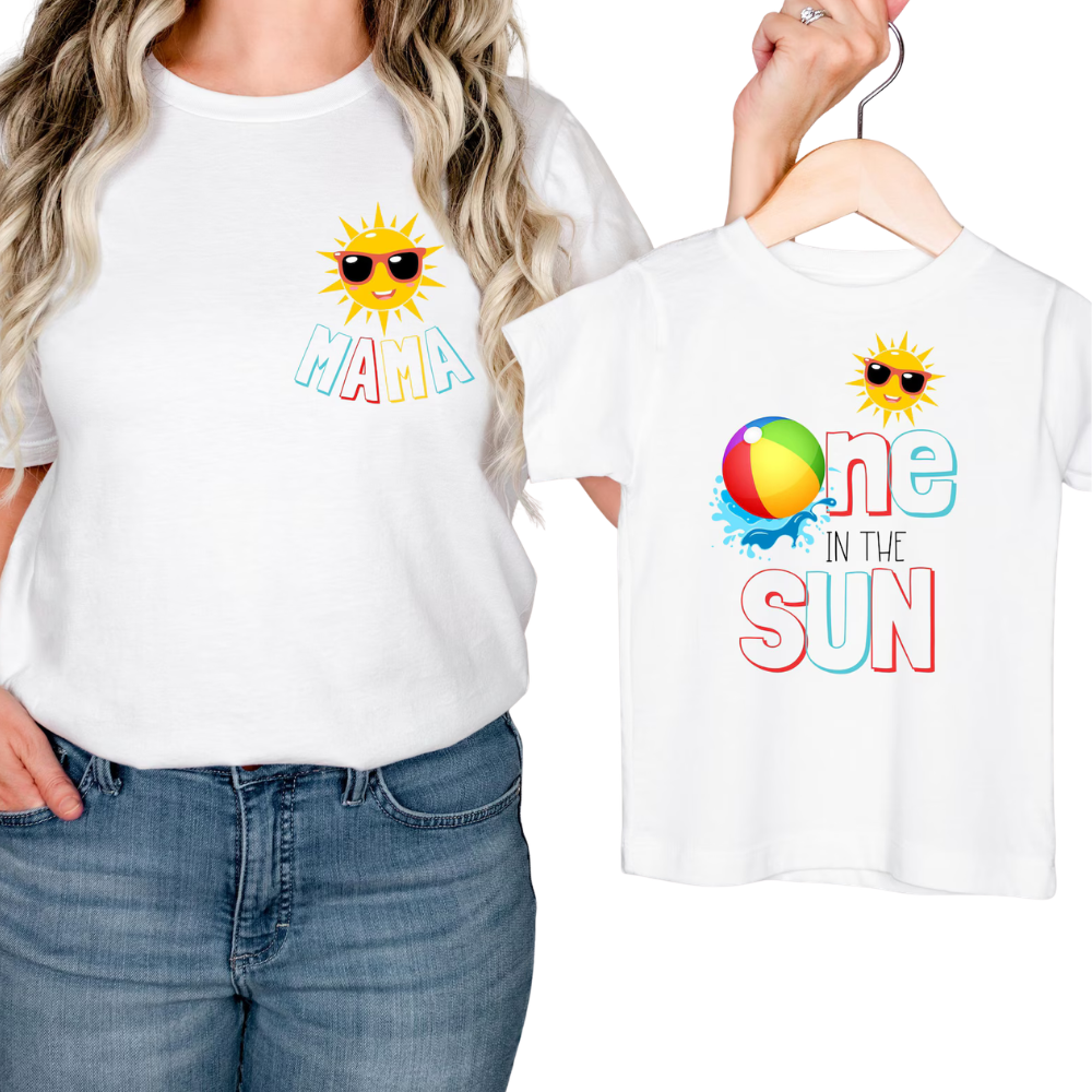 One In The Sun Custom First Birthday Family Matching T Shirt, Personalized Sun 1st Birthday Family Shirts ET1146