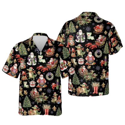 Alligator Santa Cajun Xmas Hawaiian Shirts For Mens, Cajun Louisiana Christmas Shirts ET0030
