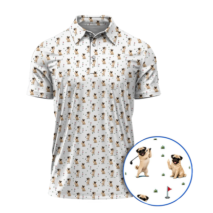 Funny Pug Pattern Golf Polo Shirts Mens, Pug Dog Golf Shirt GZ0409
