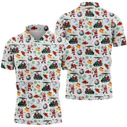 Men's Santa White Golf Polo Shirt, Christmas Golf Shirt Men GZ0336