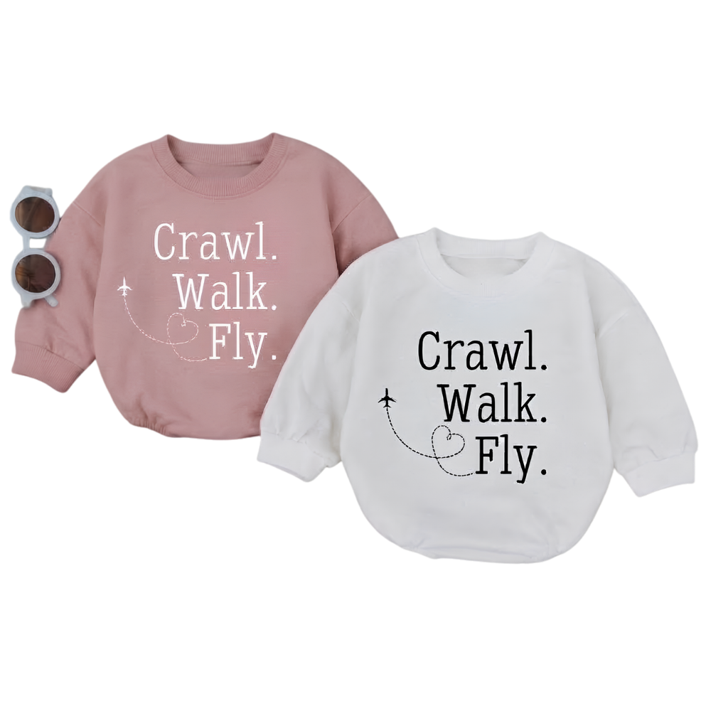 Crawl Walk Fly Baby Romper Sweatshirt, Pilot Baby Romper Sweatshirt BB0062