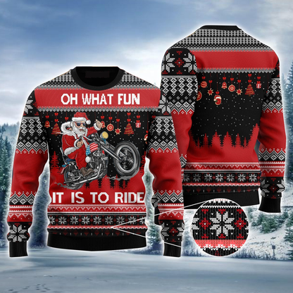 Biker Motorcycle Lover Xmas Ugly Sweater, Christmas Ugly Sweater, Santa Claus Ugly Sweater For Men & Women - Perfect Gift For Biker SO0954