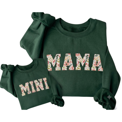 Floral Mama And Mini Sweatshirt Matching, Mother And Child Flower Sweatshirts ET1469