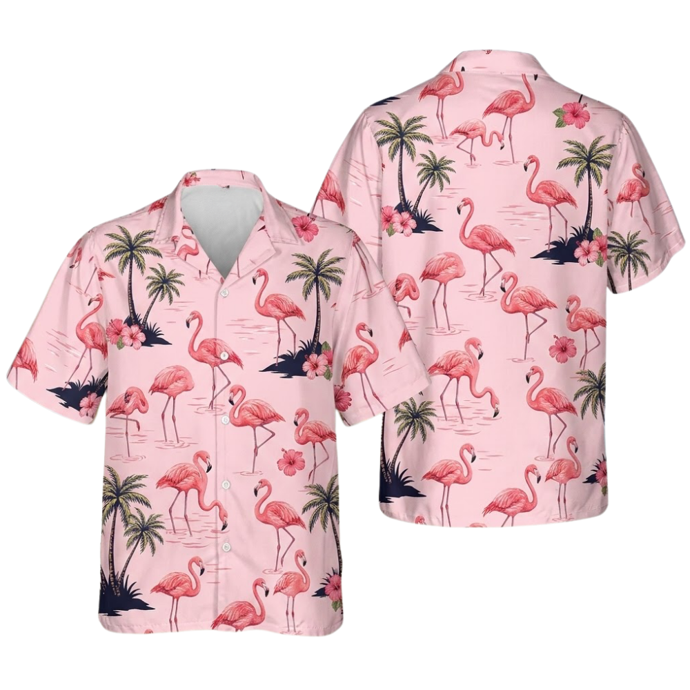 Flamingo Tropical Hawaiian Shirt For Women Men, Flamingo Pink Hawaiian Shirts HE0521