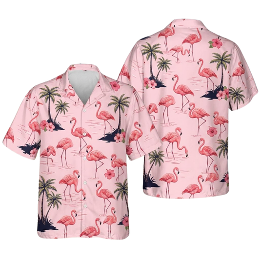 Flamingo Tropical Hawaiian Shirt For Women Men, Flamingo Pink Hawaiian Shirts HE0521