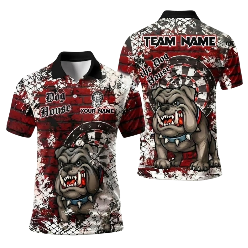Custom Bulldog Dart Polo Shirt Men, Custom Bulldog Darts Team Shirts DE0104