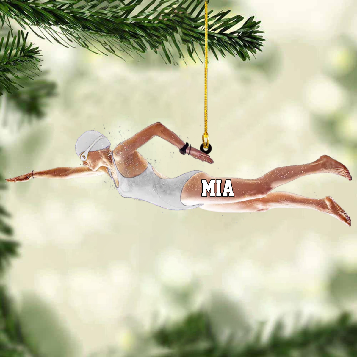 Personalized Female Swimmer Acrylic Ornament, Gift For Swimming Lovers/Swimmer OO1769